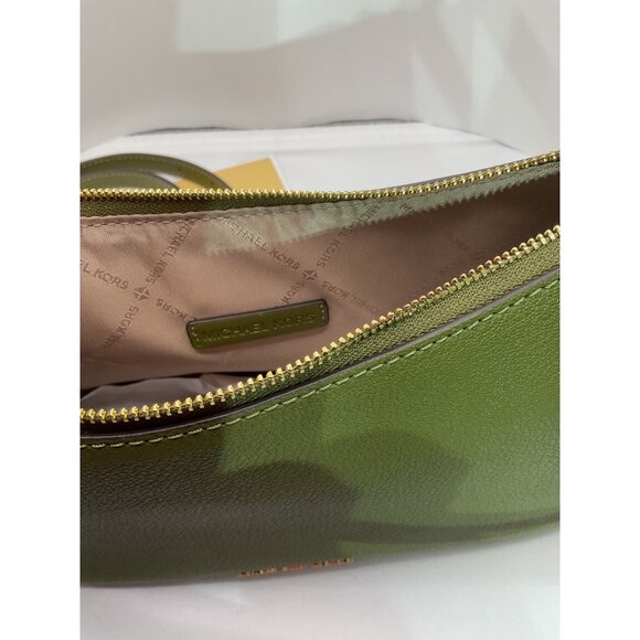 Michael Kors Olive Green Pebbled Leather Crossbody Bag With Adjustable Strap & G - Picture 7 of 13